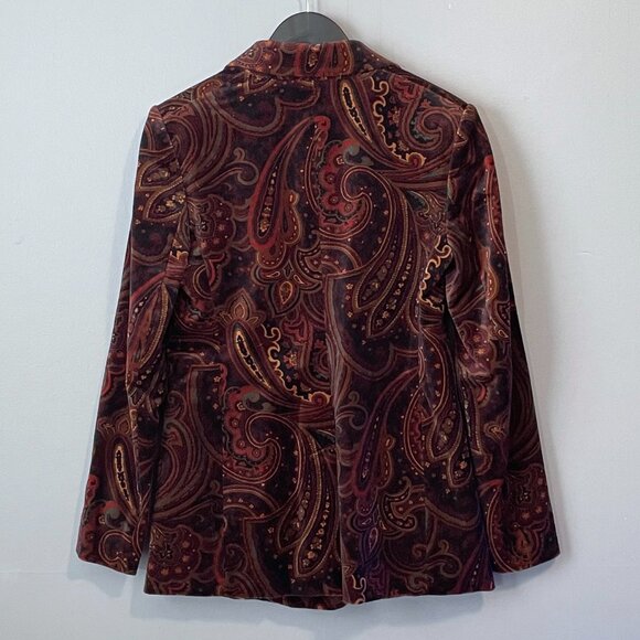 Last Chance! New Banana Republic Velvet Paisley Tailored Blazer Black 0 $300 - Picture 3 of 6
